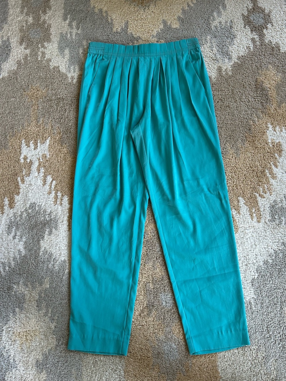 J Crew Silky Pleated Front Cropped Pant Teal Sz 2 EUC!